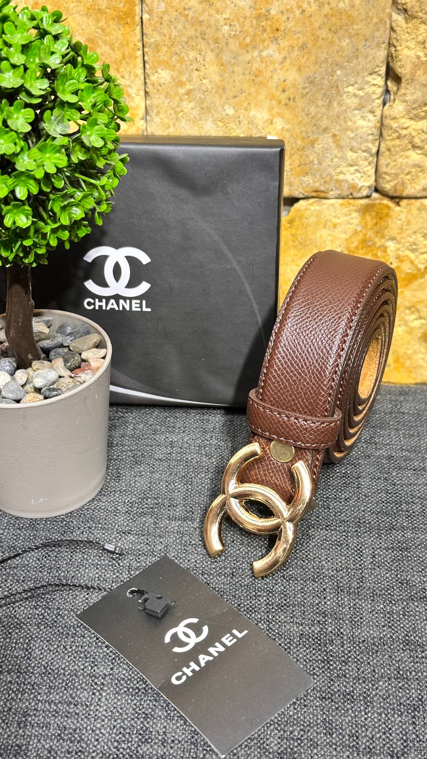 CHNL Leather Belt - BROWN